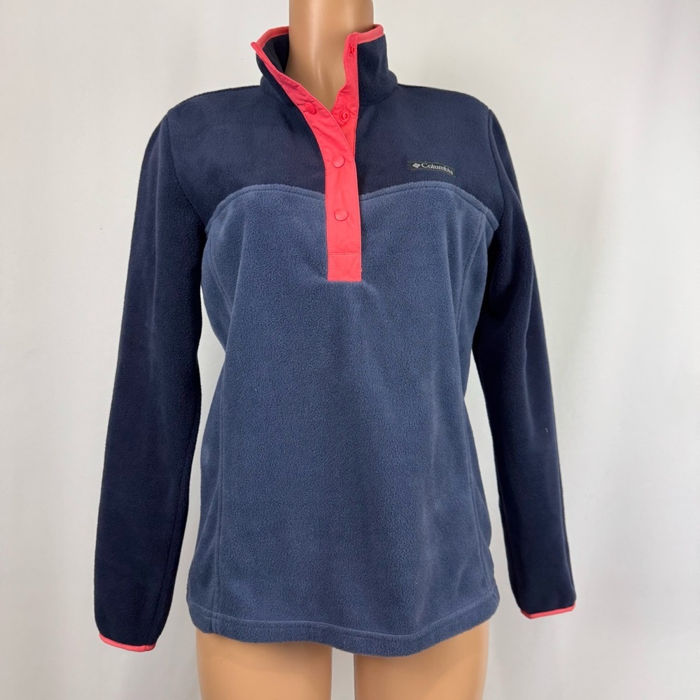 Columbia Women’s M Blue 1/4 Snap Soft Fleece Pullover Jacket Sweater Outdoorsy - Picture 6 of 12